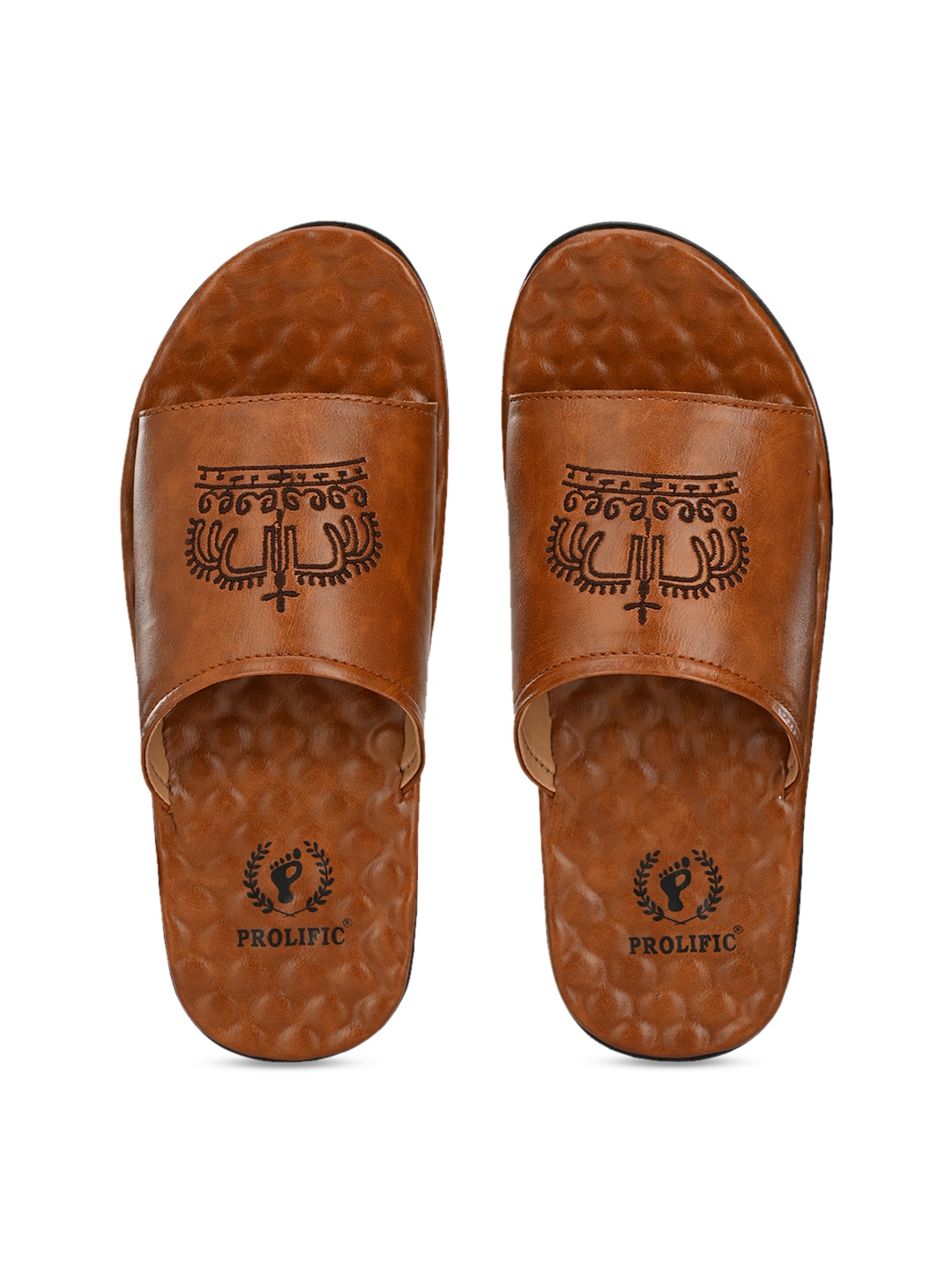 

Prolific Men Tan Brown Self Design Sliders