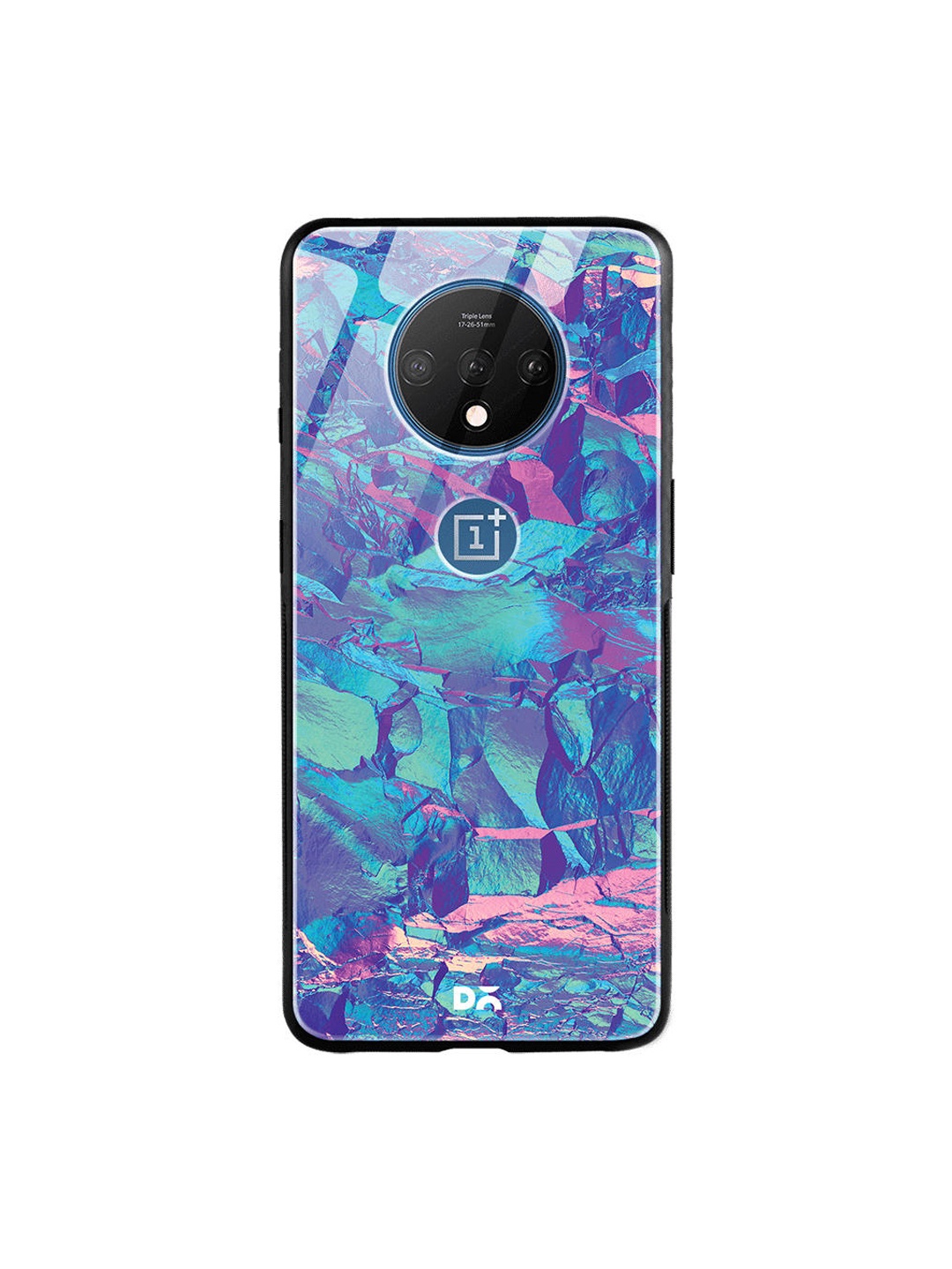 

DailyObjects Blue & Pink Frosted Holo Stone OnePlus 7T Glass Case