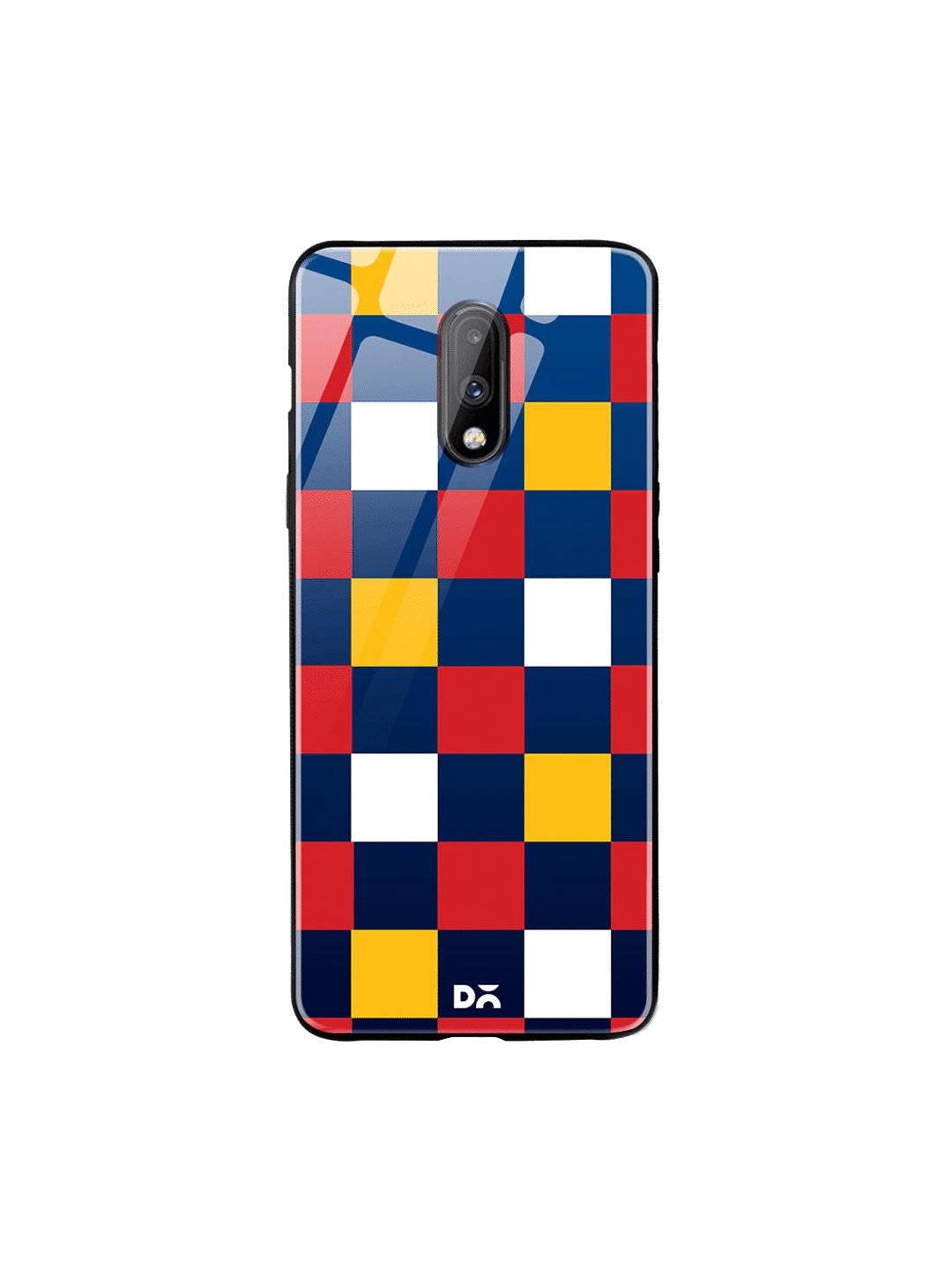 

DailyObjects Red & Blue Quartet Checks 3 OnePlus 7 Glass Case