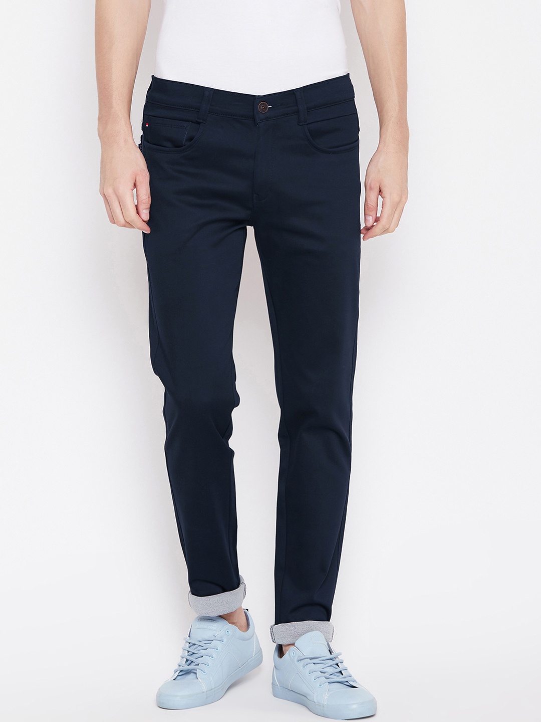 

Nation Polo Club Men Navy Blue Slim Fit Solid Regular Trousers
