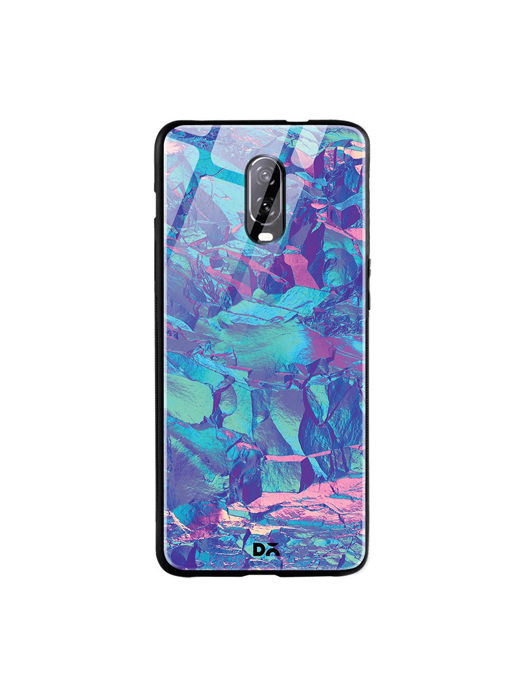 

DailyObjects Blue & Pink Frosted Holo Stone OnePlus 7 Glass Case