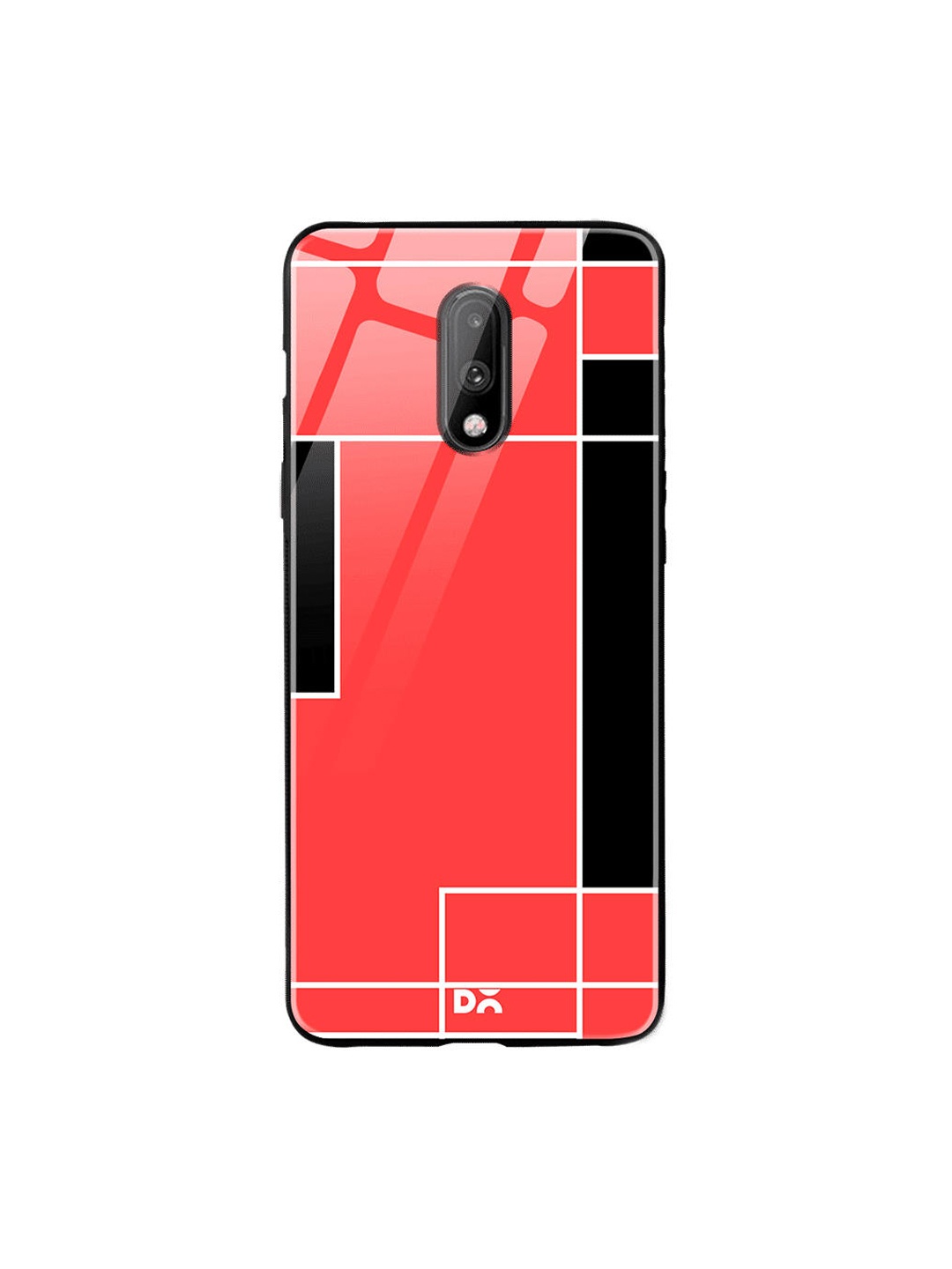 

DailyObjects Coral-Coloured & Black Coral Blocks OnePlus 7 Glass Case