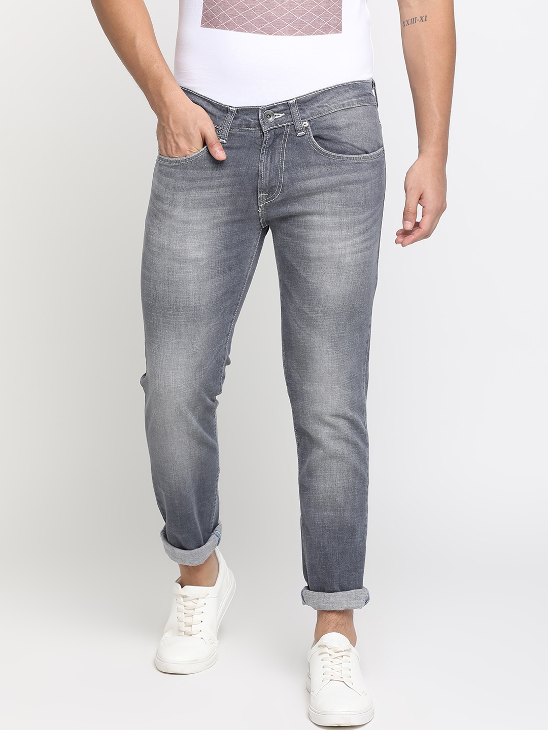 

Pepe Jeans Men Grey Regular Fit Low-Rise Clean Look Jeans