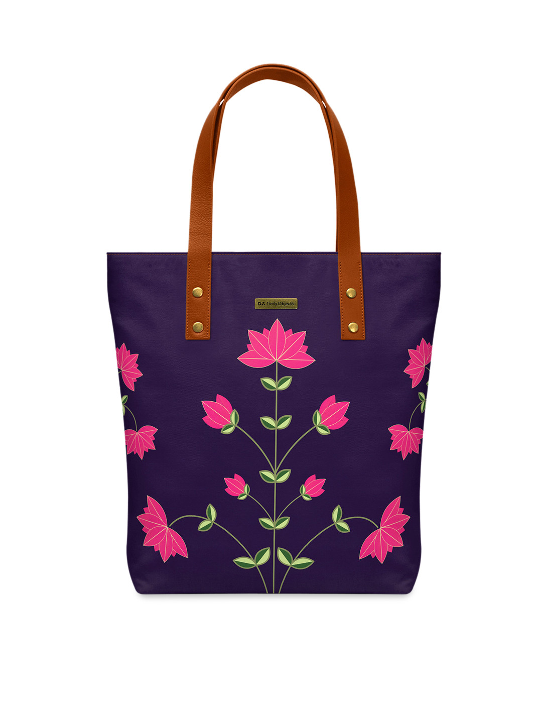 

DailyObjects Navy Blue & Pink Floral Printed Tote Bag