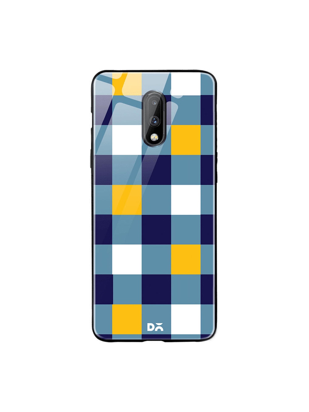 

DailyObjects Blue & White Quartet Checks 1 OnePlus 7 Glass Case