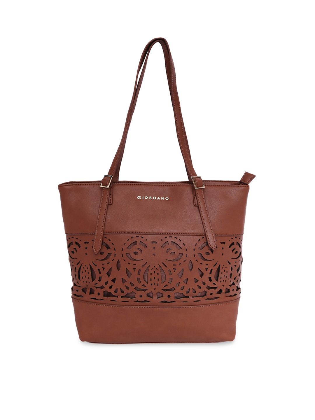 GIORDANO Women Brown Self Design Shoulder Bag