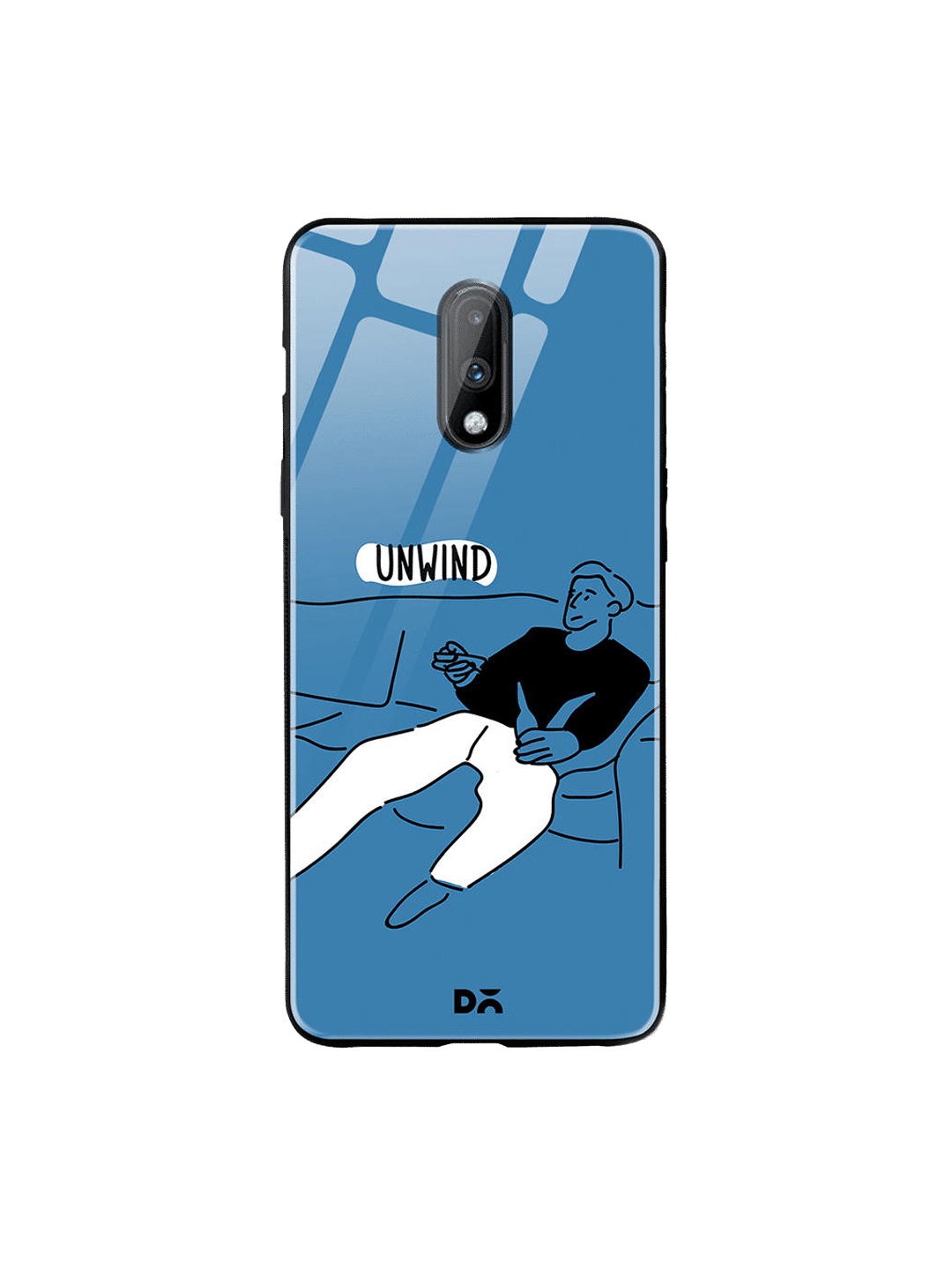 

DailyObjects Blue & White Unwinder OnePlus 7 Glass Case, Teal
