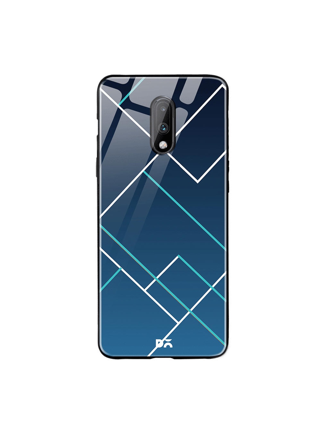 DailyObjects Blue & White Nebula Tech Lines OnePlus 7 Glass Case