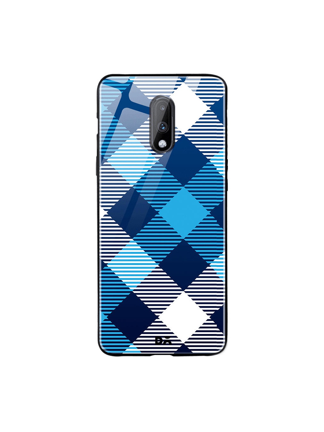 

DailyObjects Blue & White Medium Static Nightfall Checks OnePlus 7 Glass Case