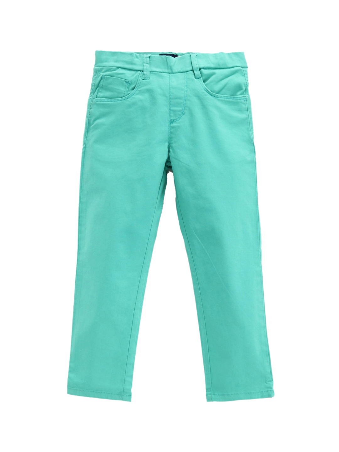 

KiddoPanti Girls Green Solid Stretch Twill Jeggings
