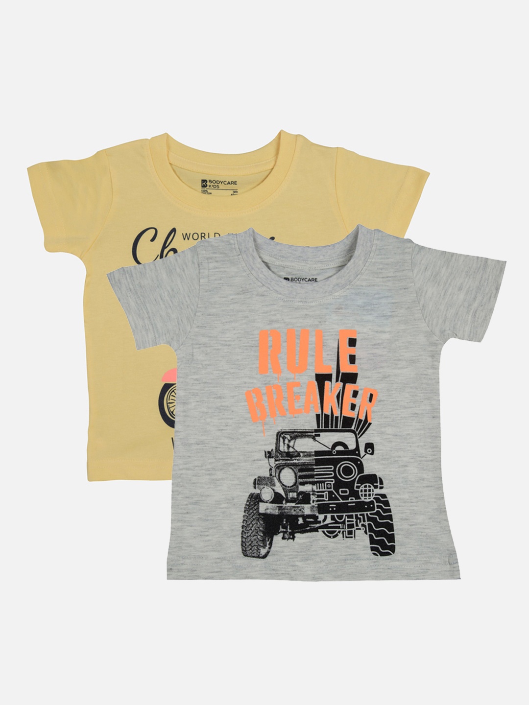 

Bodycare First Boys Pack Of 2 Printed Round Neck T-shirts, Grey