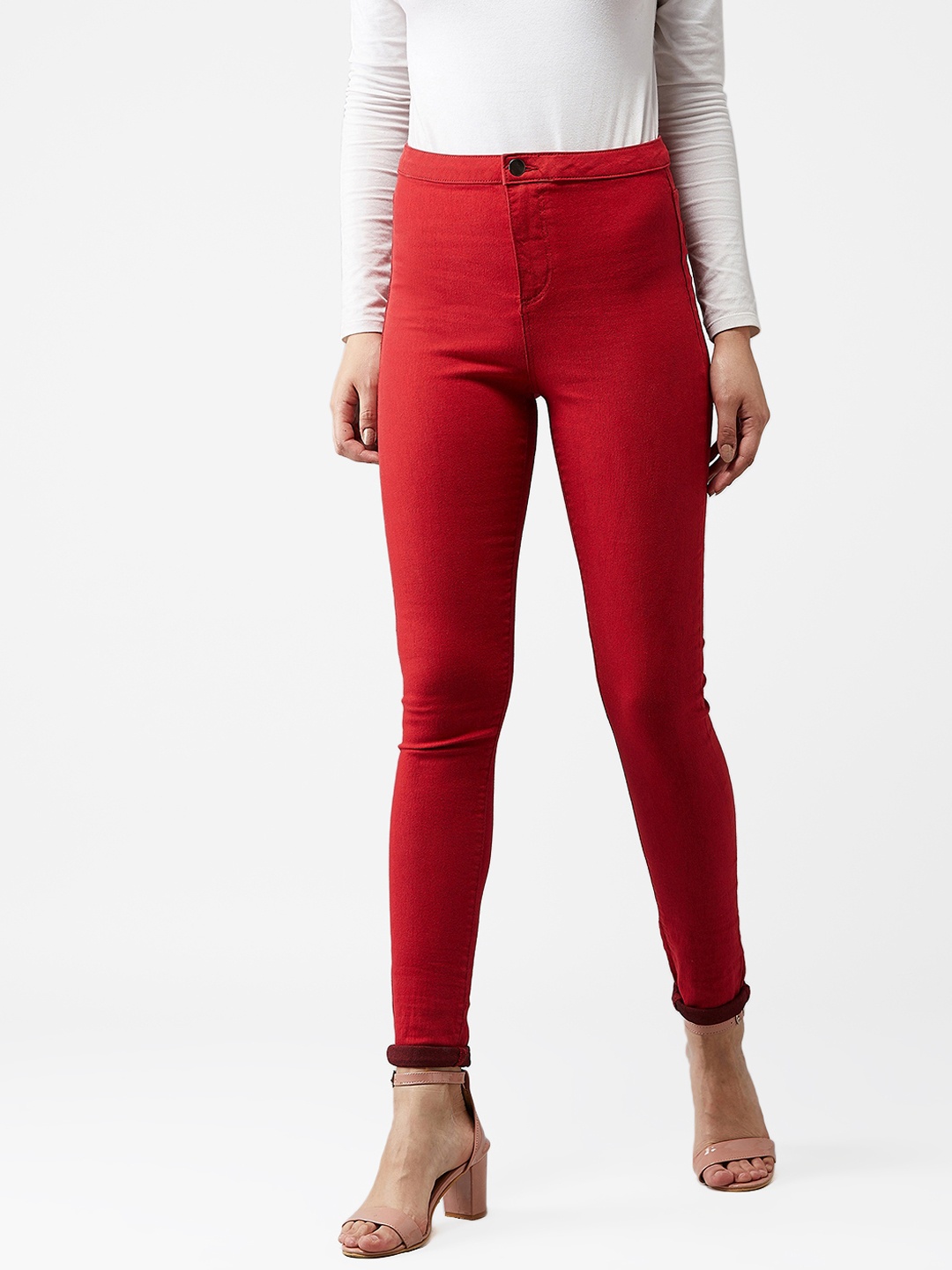 

Kotty Women Red Skinny Fit High-Rise Clean Look Jeans
