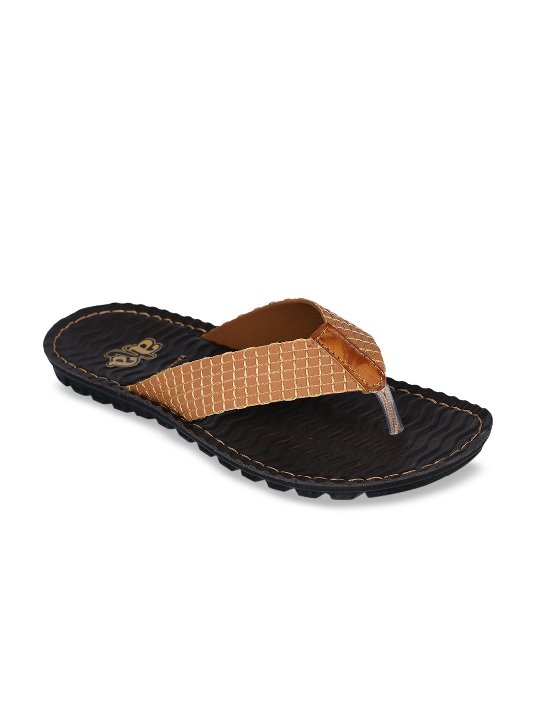 

Liberty Men Tan Brown Self Design Thong Flip-Flops
