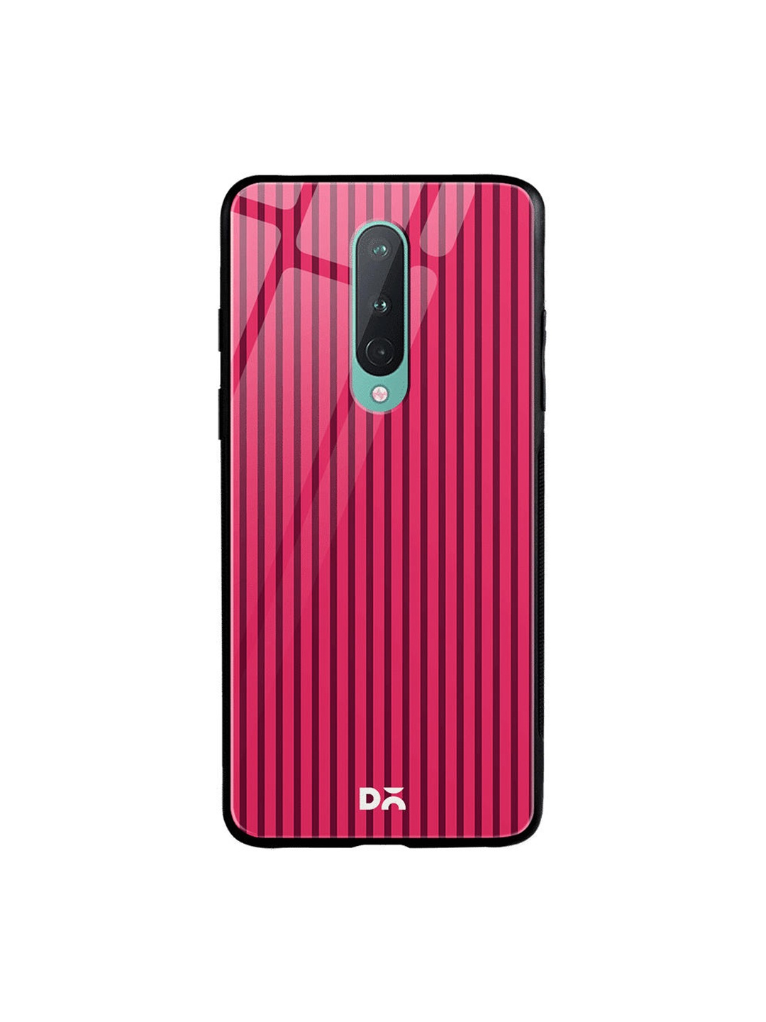 DailyObjects Pink & Burgundy Stripes OnePlus 8 Glass Case