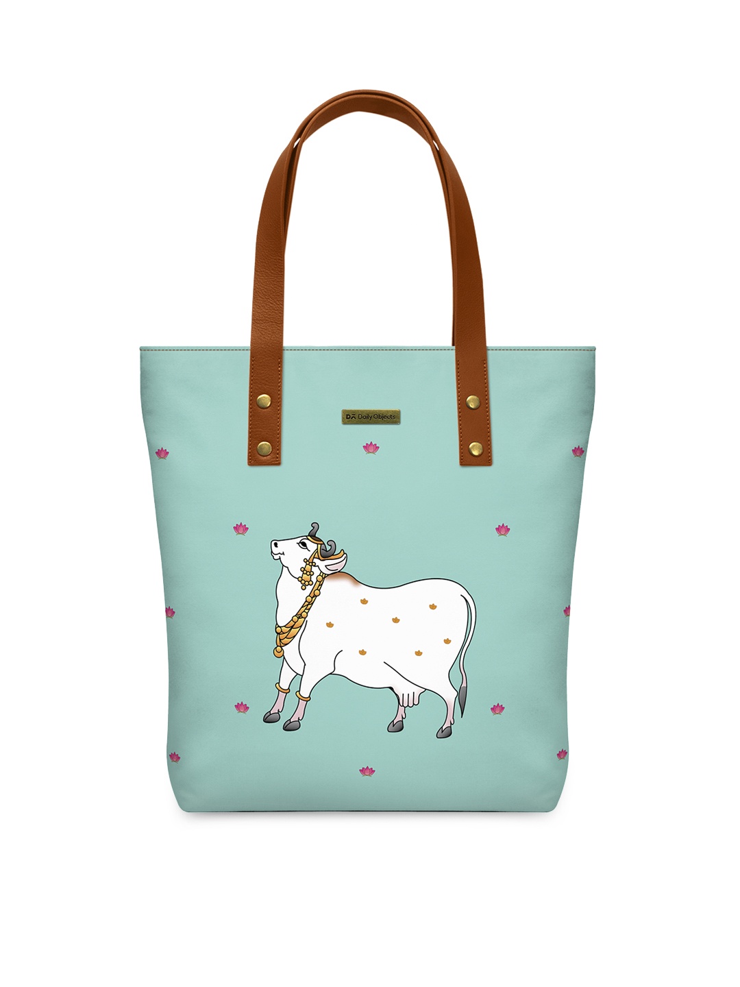 

DailyObjects Turquoise Blue & White Dreamy Cow Printed Tote Bag