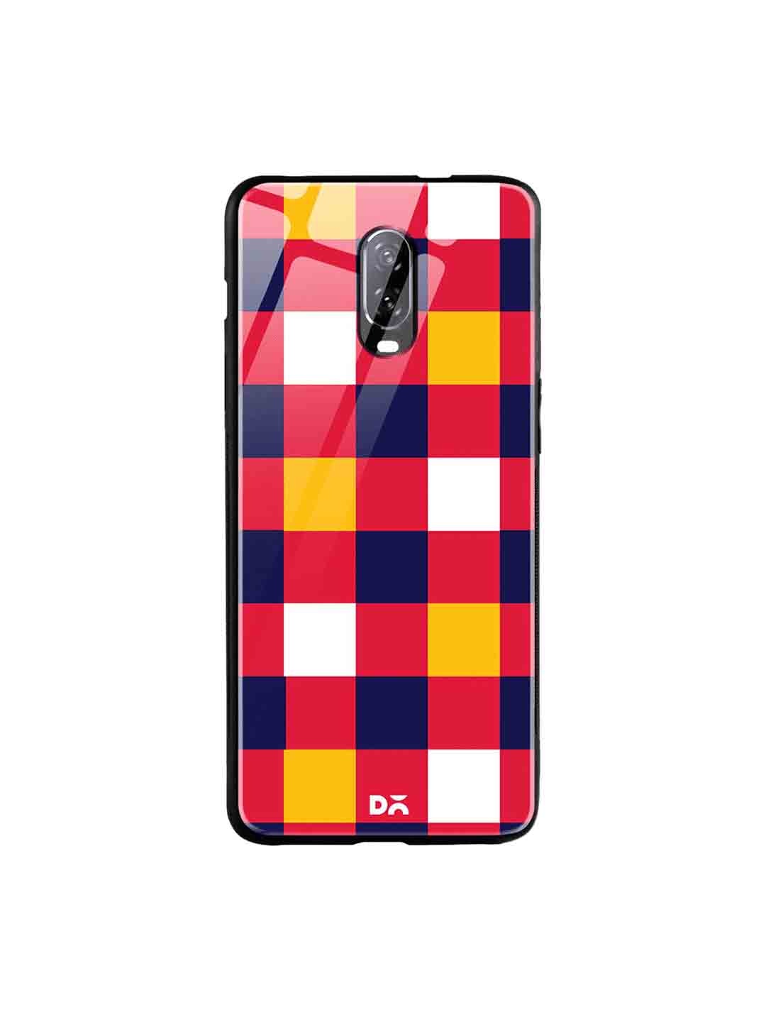 

DailyObjects Red & Blue Quartet Checks 4 OnePlus 6T Glass Case
