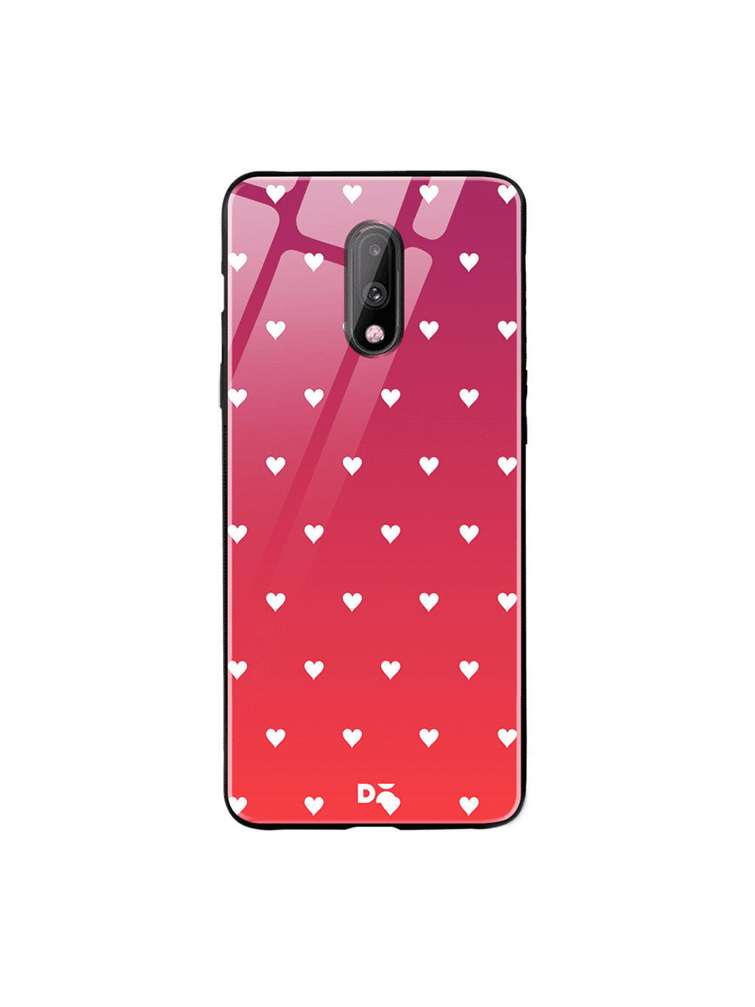 

DailyObjects Pink & White Berry Hearts OnePlus 7 Glass Case