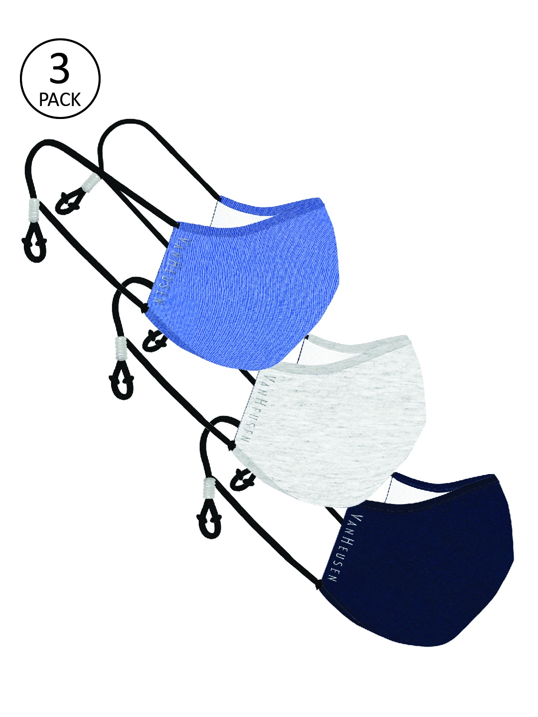 

Van Heusen Women Pack of 3 Antibacterial 3 Ply Protective Cloth Mask, Blue