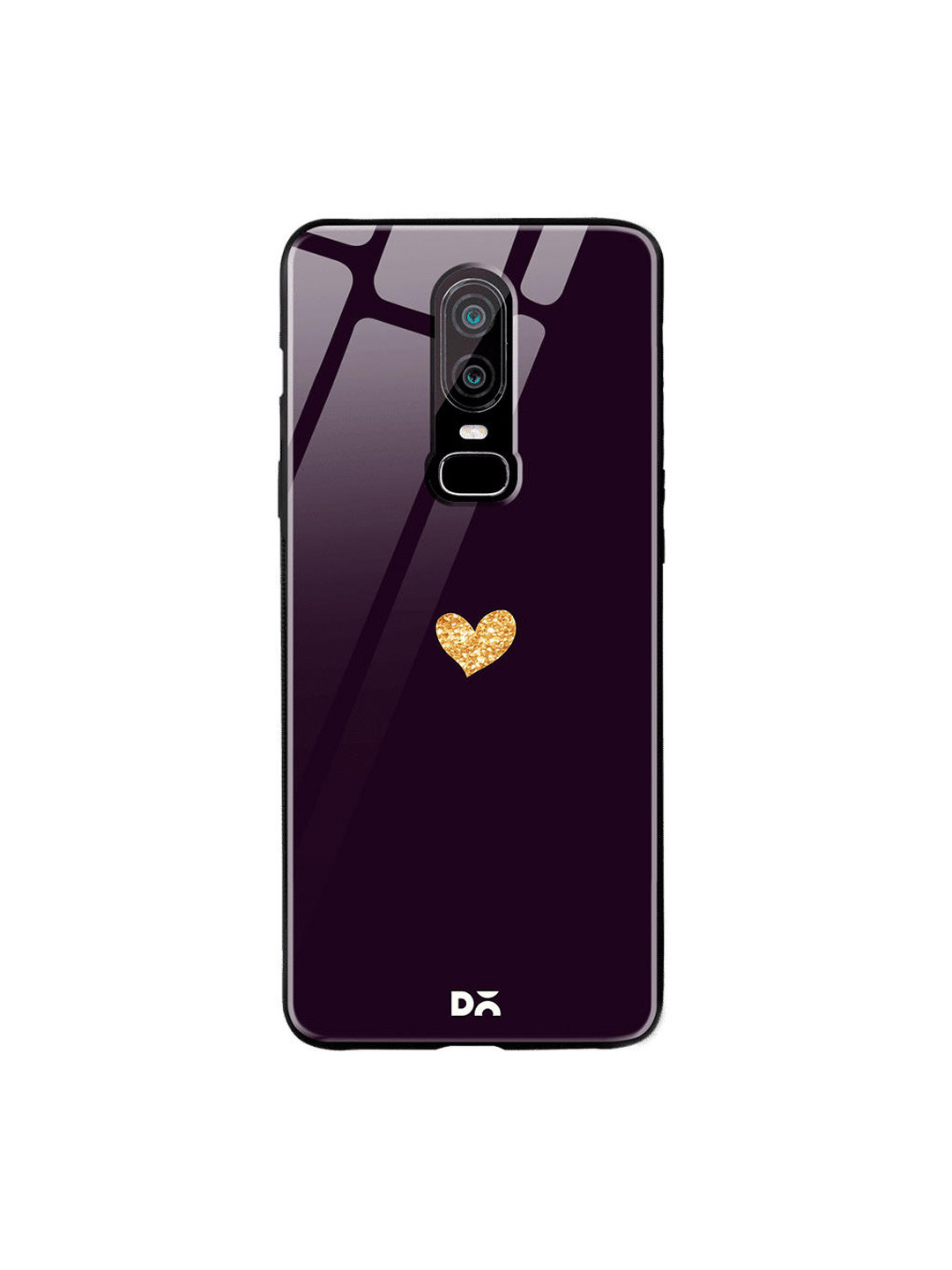 

DailyObjects Purple & Beige Sparkle Heart OnePlus 6 Glass Case