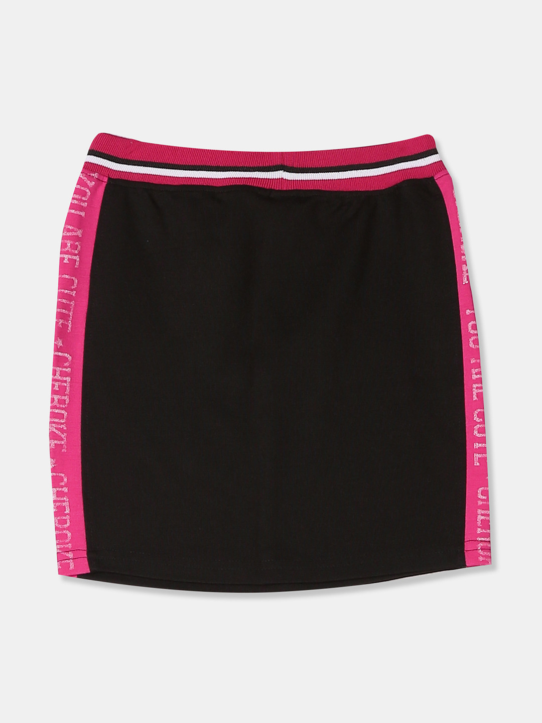

Cherokee Girls Black & Pink Colourblocked Straight Knee-Length Skirt