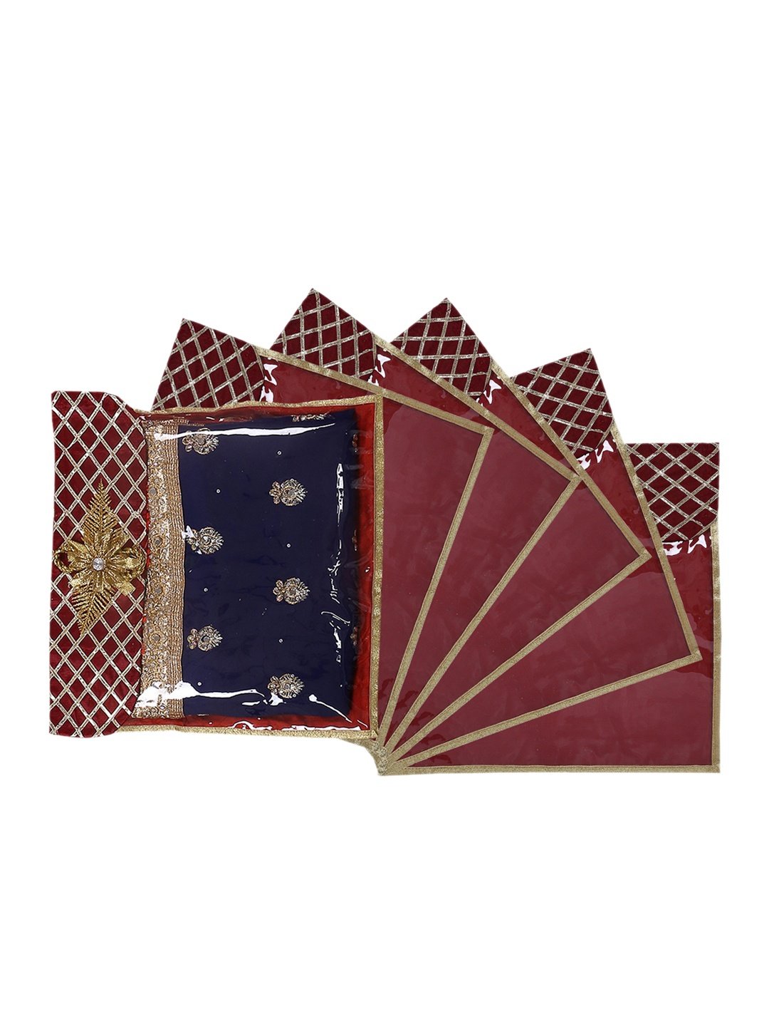 

Kuber Industries Set Of 6 Maroon Solid Single Packing Saree Cover Organizer