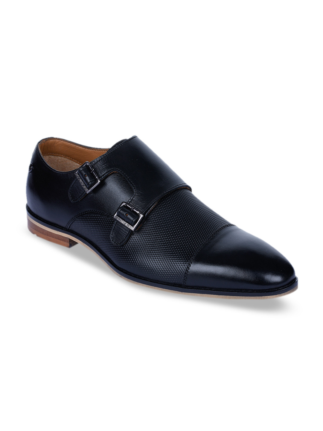 

Liberty Men Black Textured Leather Formal Monks