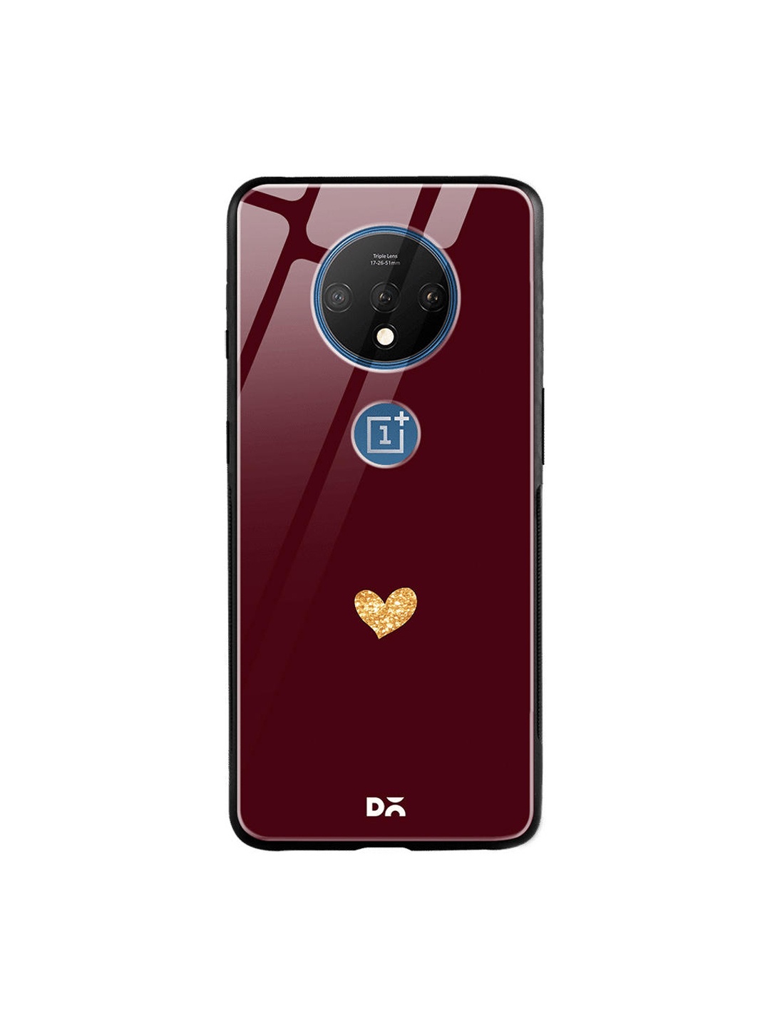 

DailyObjects Burgundy & Beige Sparkle Heart OnePlus 7T Glass Case