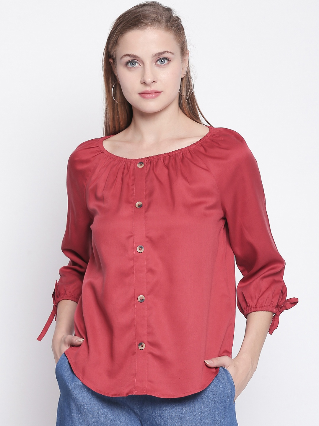 

Honey by Pantaloons Women Red Solid Top