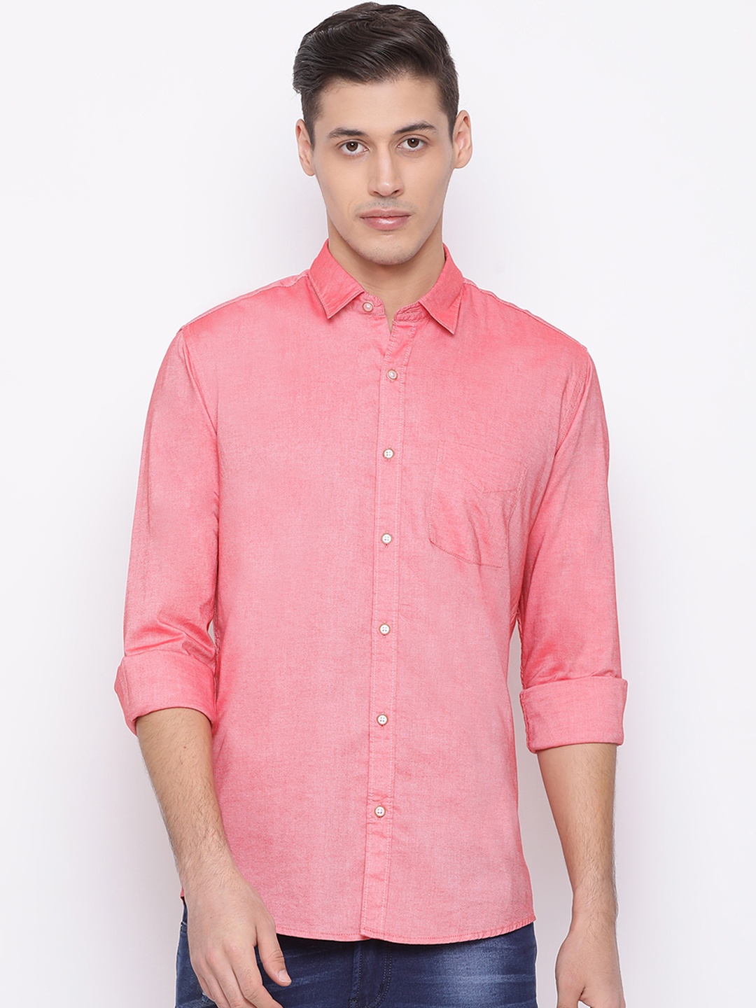 

Richlook Men Pink Slim Fit Solid Casual Shirt