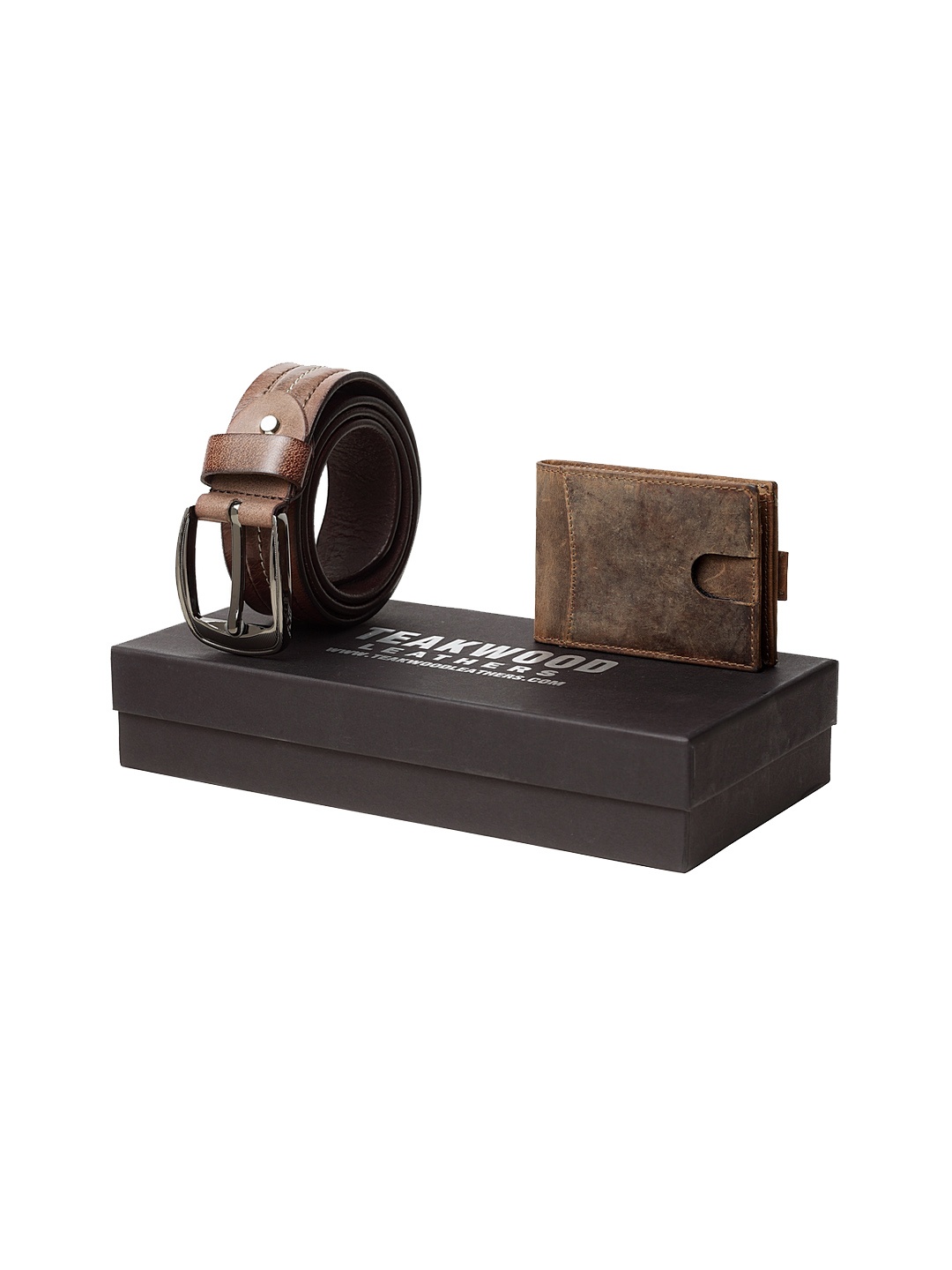 

Teakwood Leathers Men Brown Genuine Leather Accessory Gift Set