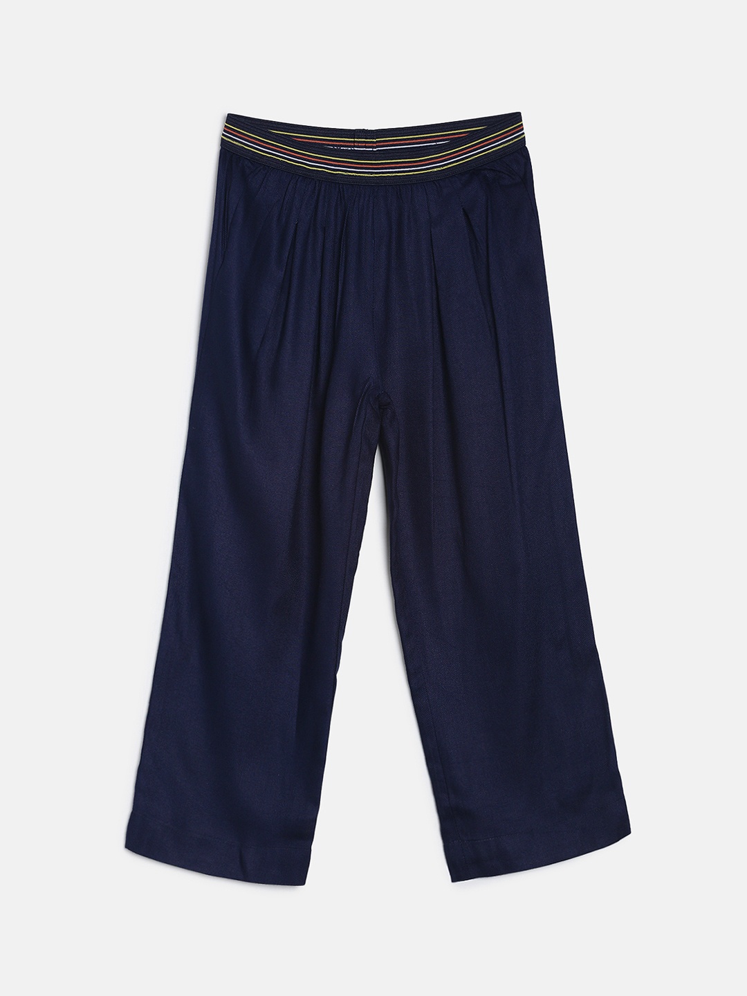 

MINI KLUB Girls Navy Blue Regular Fit Solid Parallel Trousers