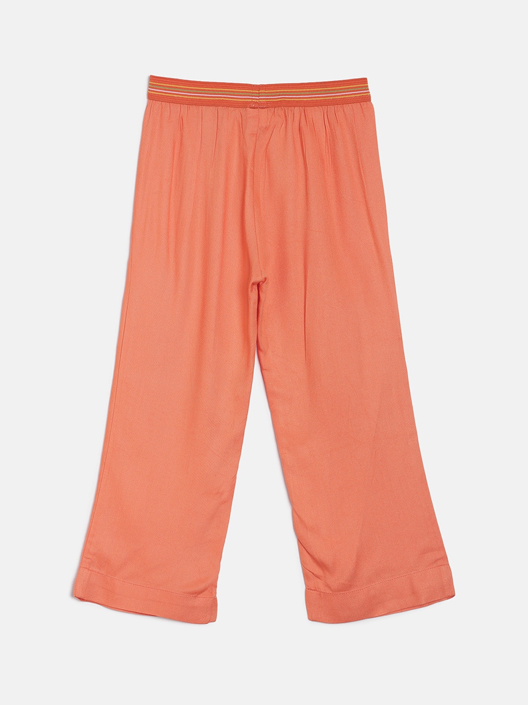 

MINI KLUB Girls Orange Regular Fit Solid Parallel Trousers