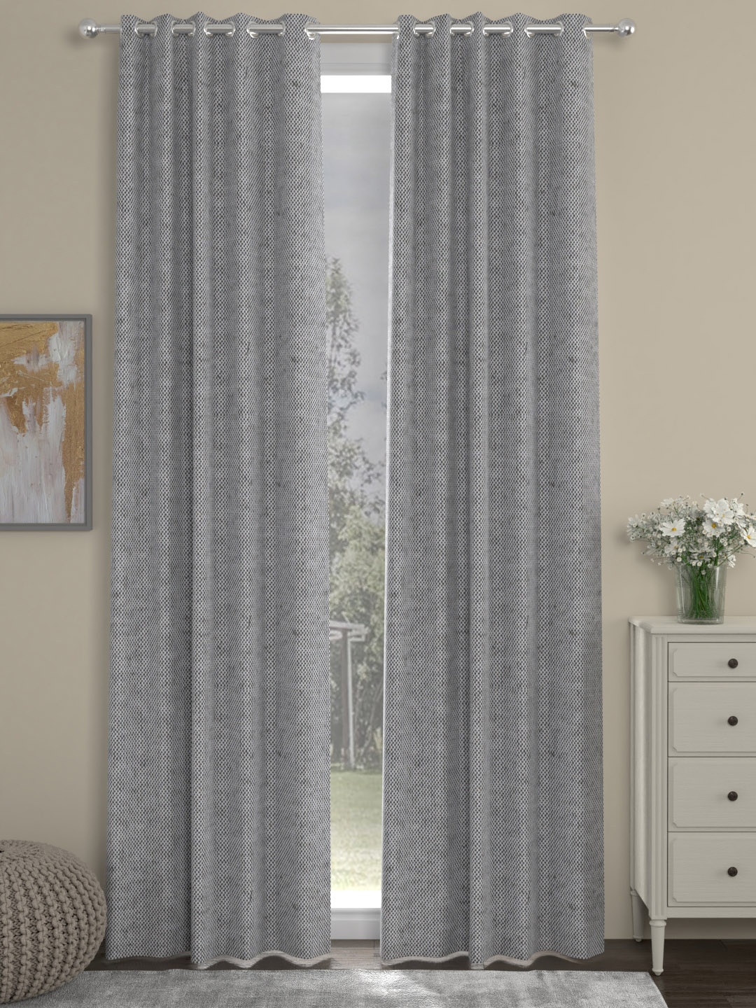 

ROSARA HOME Grey Set of 2 Long Door Curtains