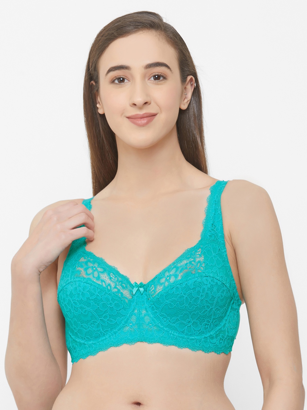 

Soie Green Lace Underwired Non Padded Everyday Bra FB-611