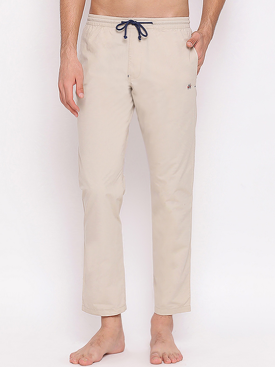 

Crimsoune Club Men Cream-Coloured Solid Lounge Pants