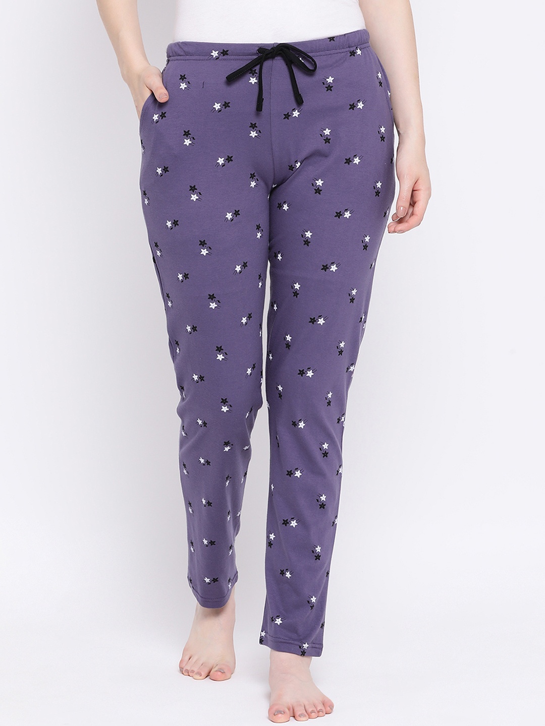 

Kanvin Women Purple & White Floral Print Lounge Pants