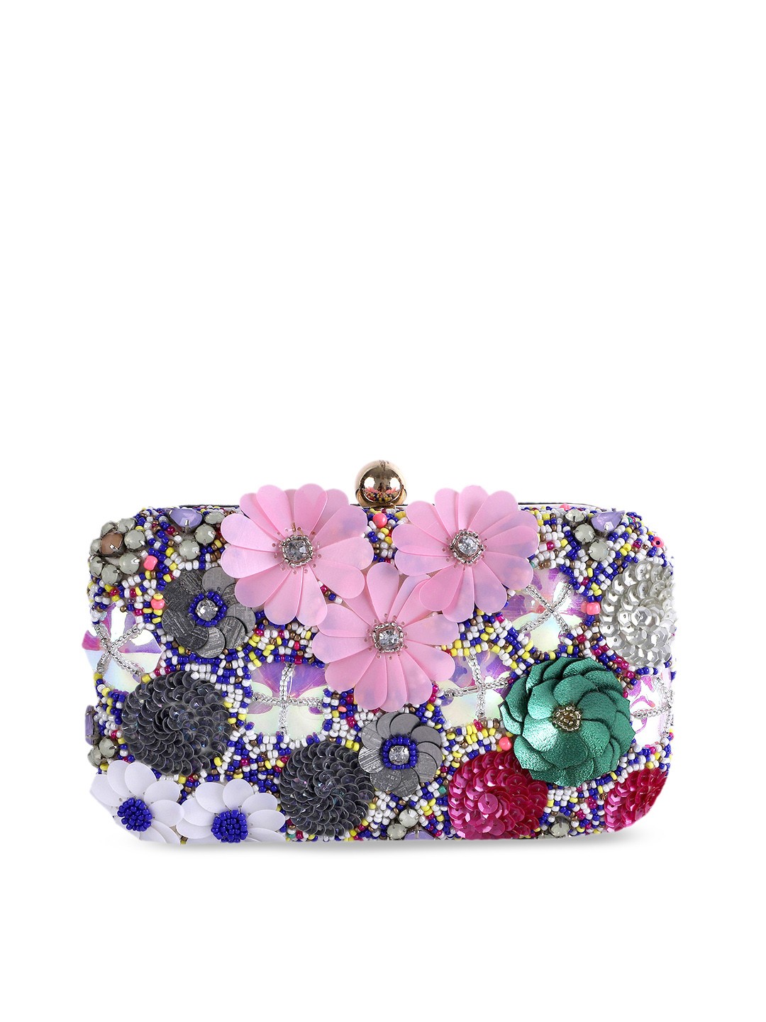 

REZZY Multicoloured Embellished Box Clutch, Multi