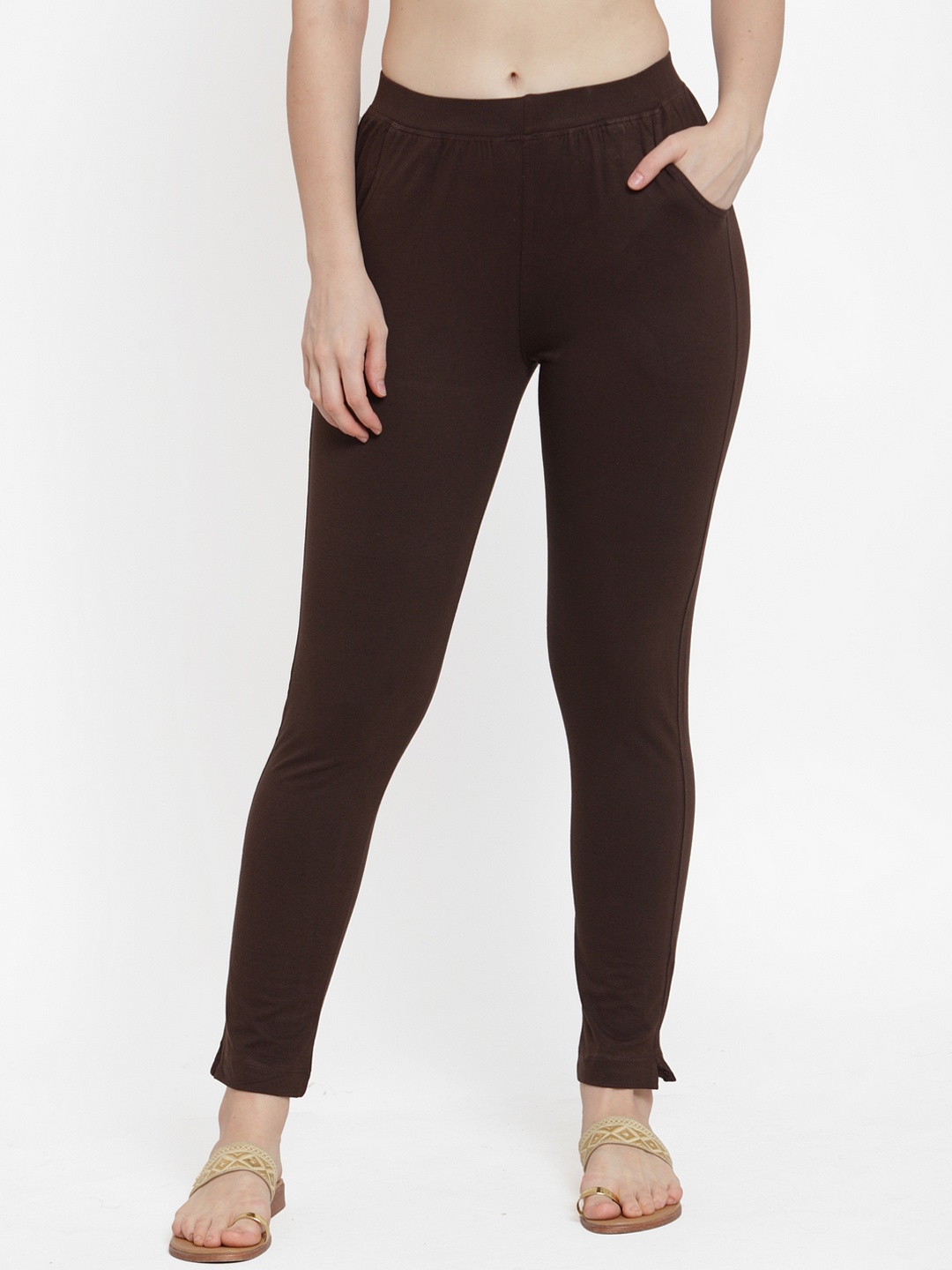 

TAG 7 Women Brown Solid Ankle-Length Legging