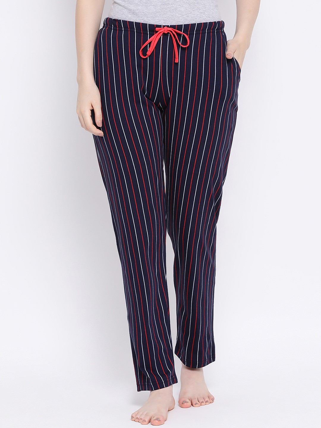 

Kanvin Women Navy Blue Striped Lounge Pants
