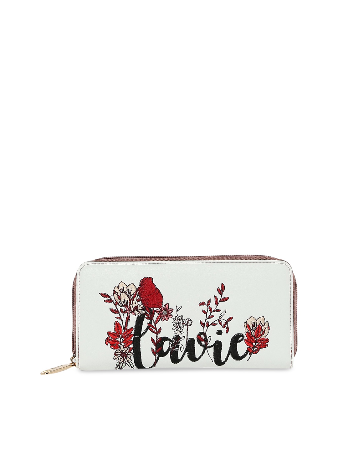 

Lavie Women Off-White Self Design Zip Around Wallet