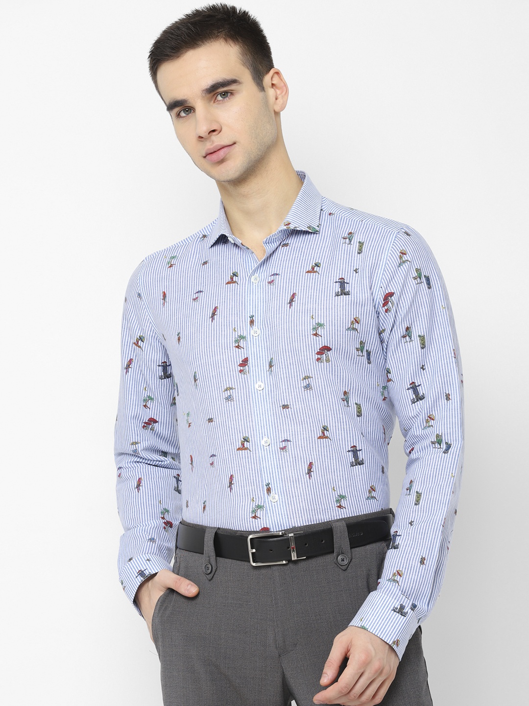 

SIMON CARTER LONDON Men Blue Regular Fit Printed Formal Shirt