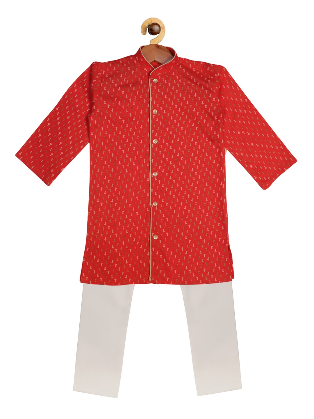 

SOULFULLY INDIAN Boys Red & White Printed Kurta with Pyjamas