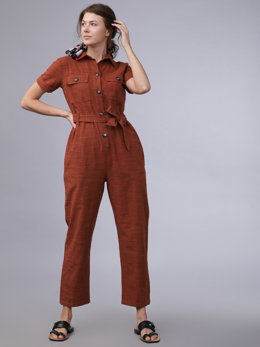 

Tokyo Talkies Women Brown Solid Basic Jumpsuit