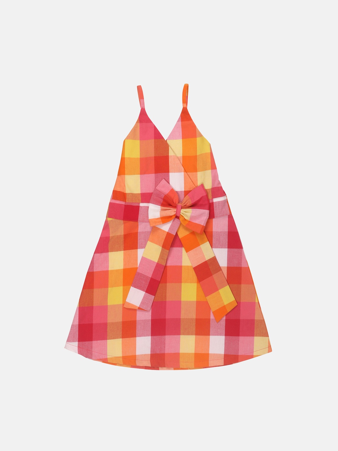 

KIDKLO Girls Multicoloured Checked A-Line Dress, Multi