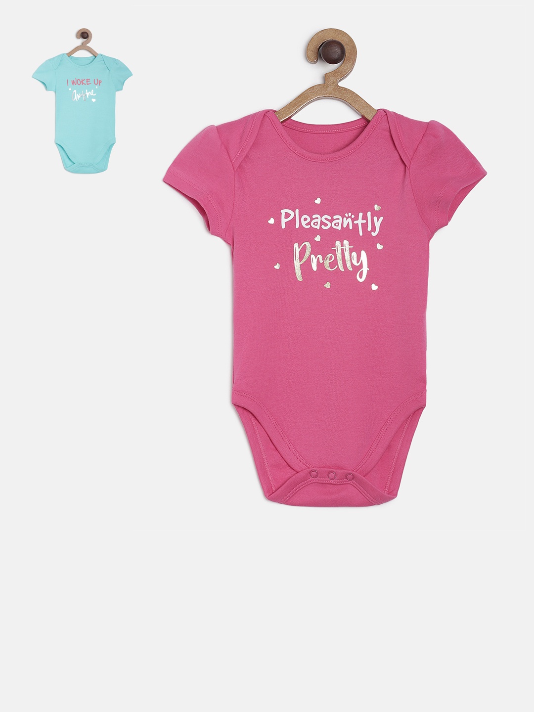 

MINI KLUB Newborn Girls Pack Of 2 Printed Bodysuits, Pink
