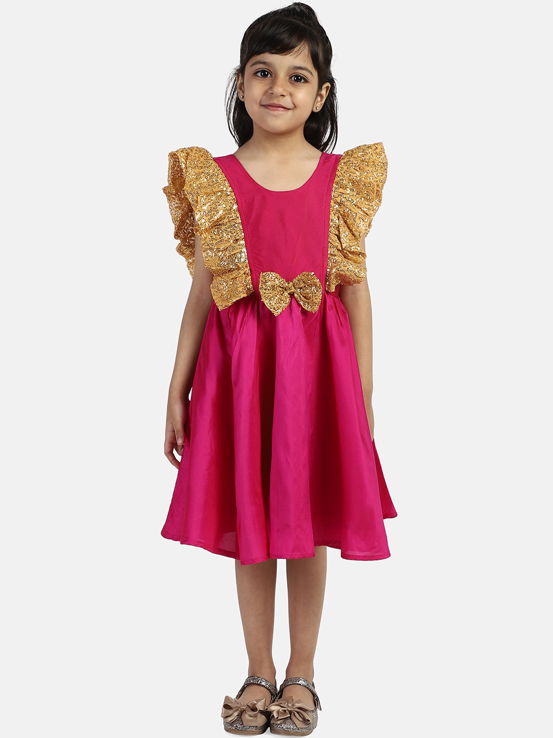 

BownBee Girls Pink Solid Fit and Flare Dress