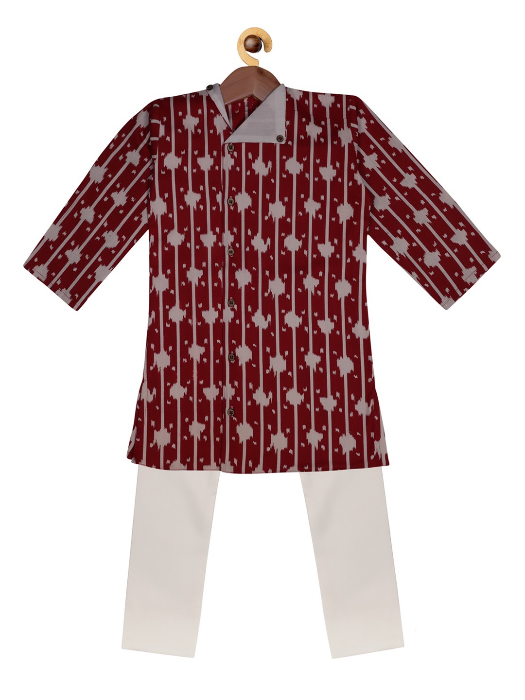 

SOULFULLY INDIAN Boys Maroon & White Embroidered Kurta with Pyjamas