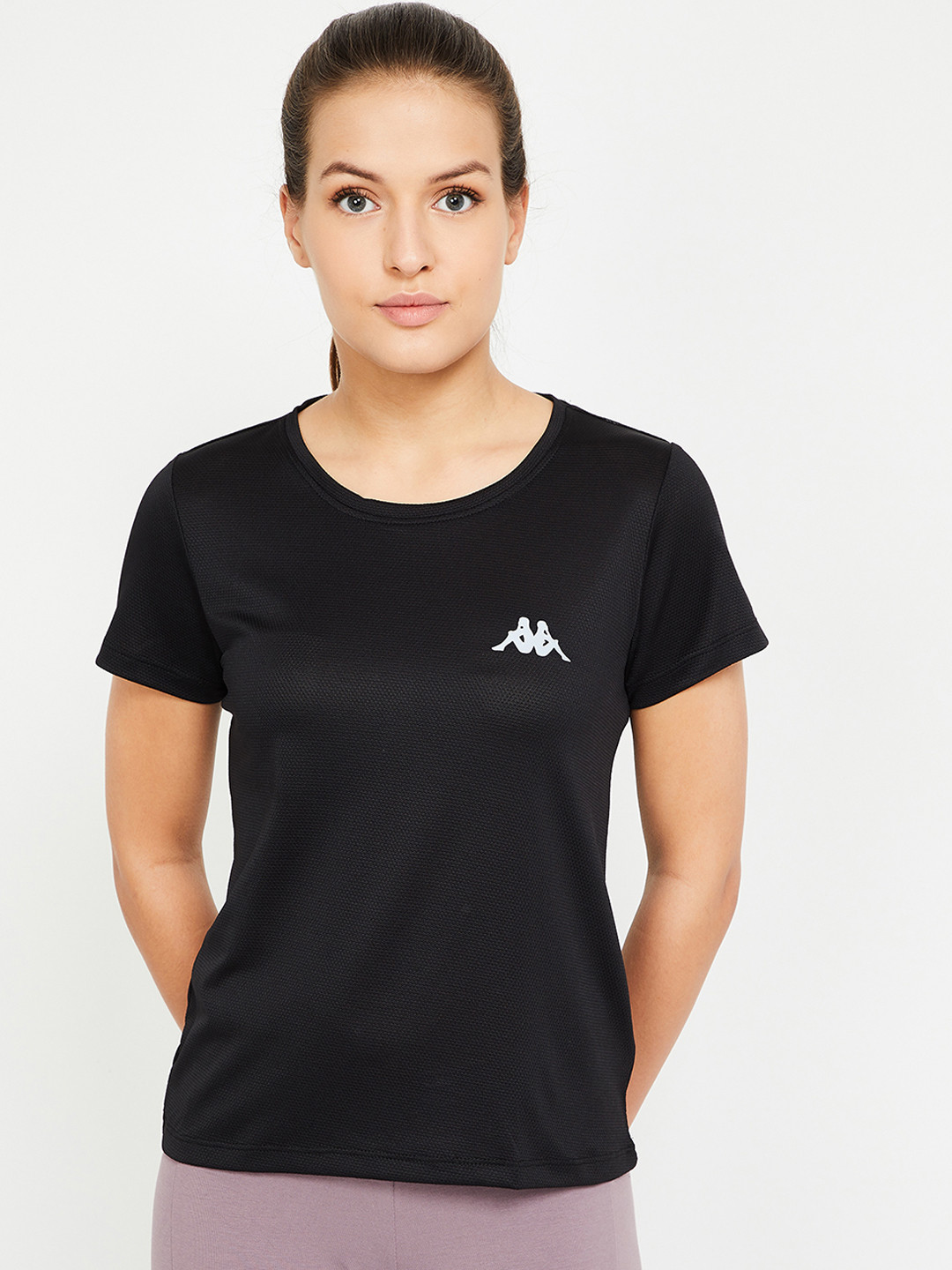 

Kappa Women Black Solid Round Neck T-shirt