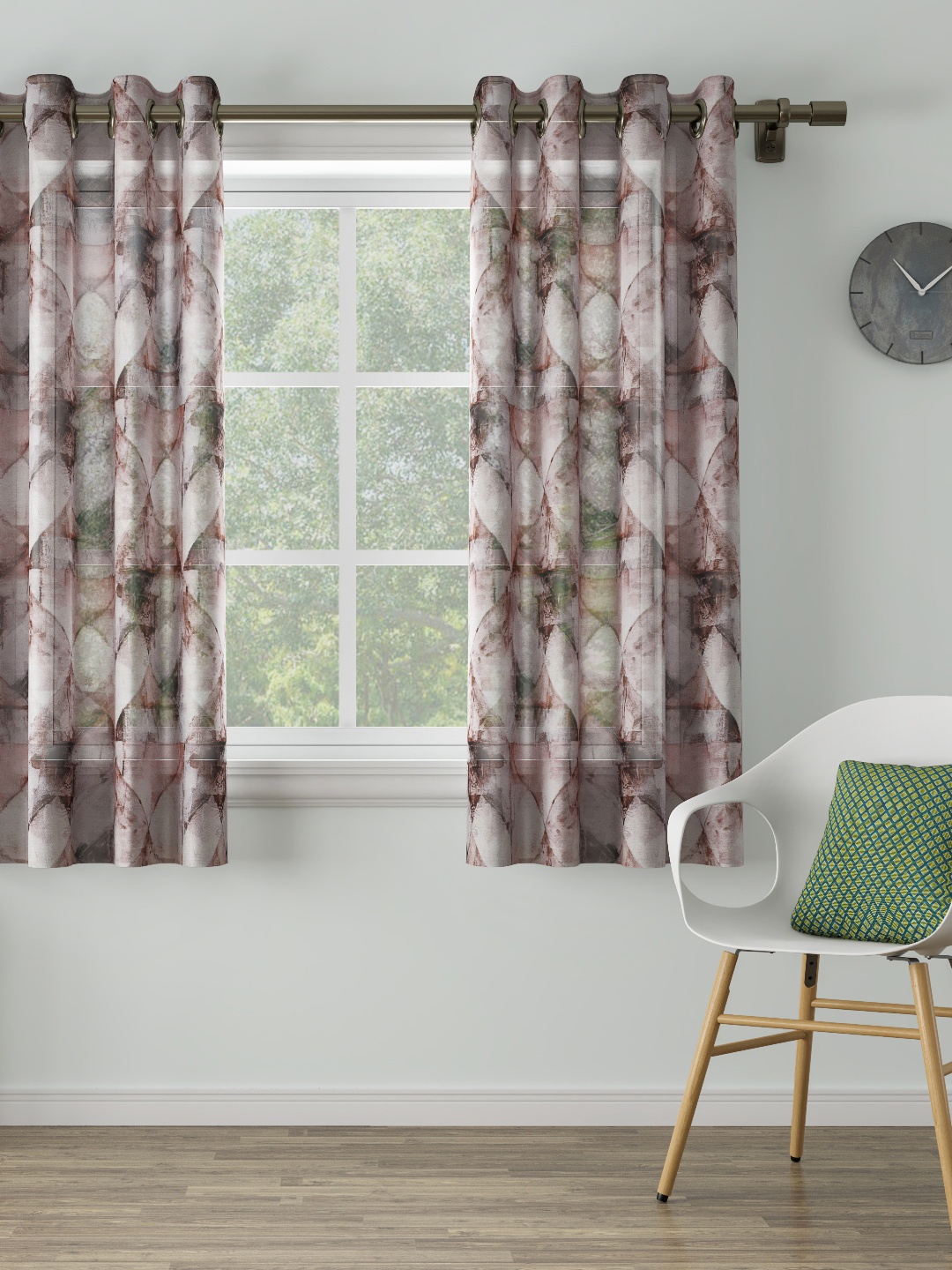 

DDecor Brown & Off-White Printed Single Window Curtain