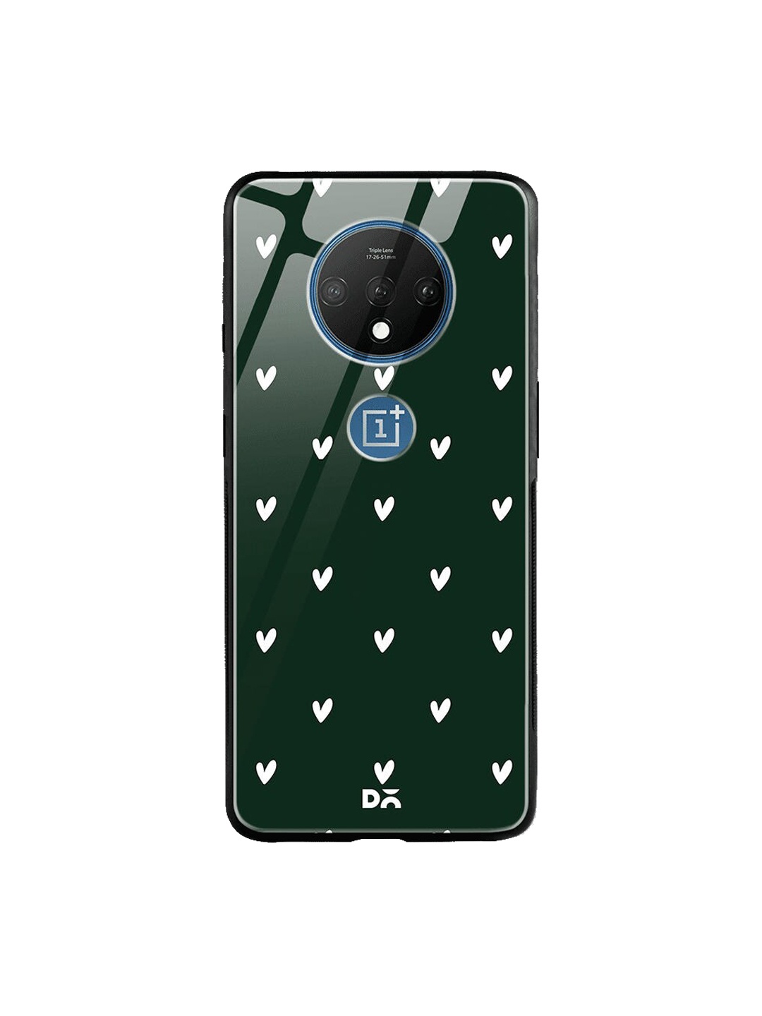 

DailyObjects Green & White Bundle Heart OnePlus 7T Glass Case